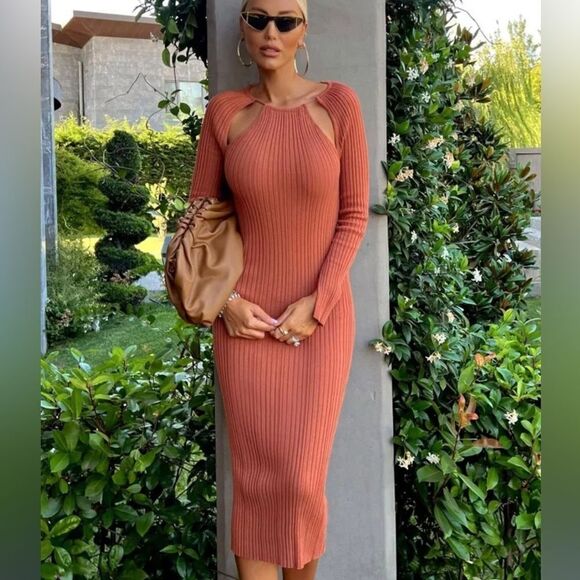 Zara Knit Cut Out Dress New - Picture 4 of 9